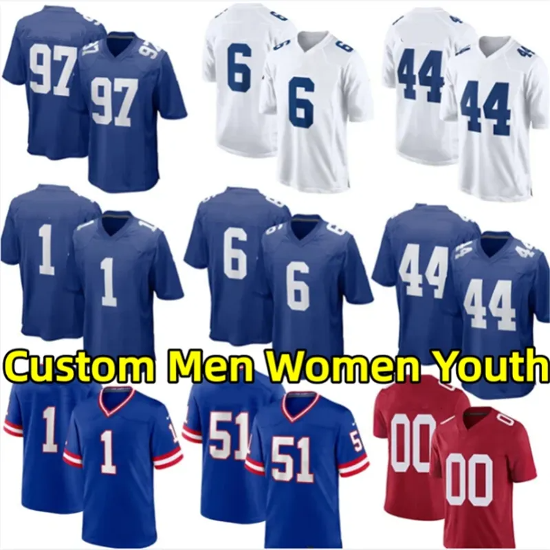 New Yorks Football Jerseys Jaxson Dart Malik Nabers Cam Skattebo Dexter Lawrence Jameis Winston Abdul Carter Brian Burns Jersey Men Wen Youth Kids