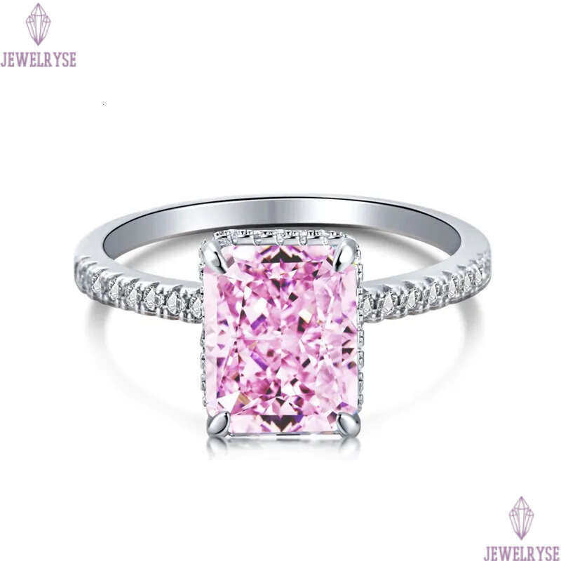 fashion diamond designer ring for woman 925 sterling silver square 8A zirconia ice out red blue pink luxury propose engagement wedding womens rings je