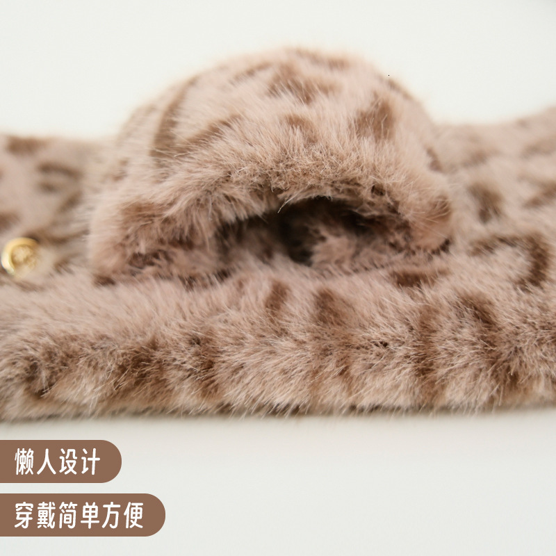 Womens faux fur scarf leopard print autumn coat collar shawl 241210