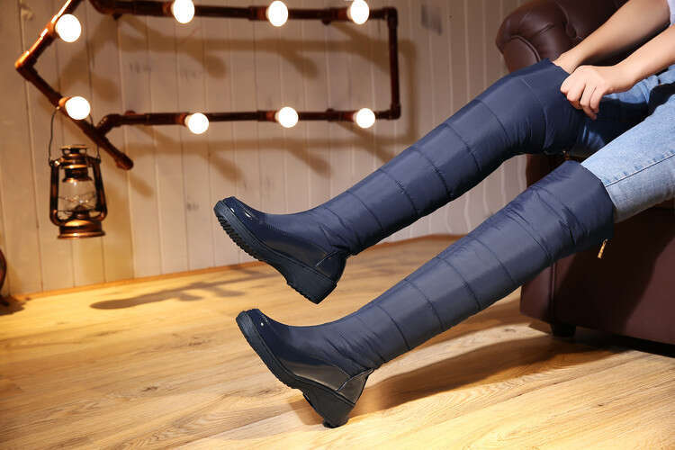 Fashion Snow Boots Long Boots Warm Winter Space Down Over The Knee Boots with Zipper Cotton Thickened And Fleece Lined Women's Size 35 41 42 43 4