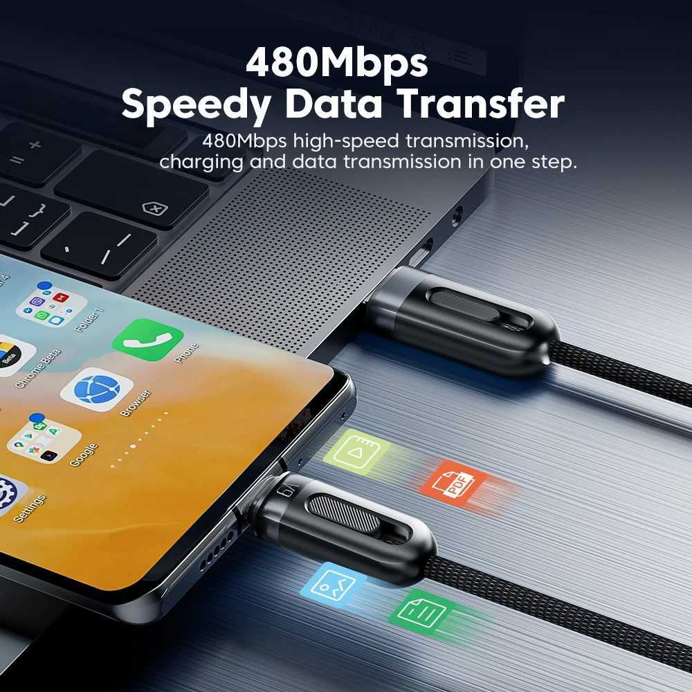 Toocki 3 in 1 USB Cable to iP Type C Micro Cable 66W Digital Display Fast Charging USB C Charger Wire for iPhone14 13 12 C251203