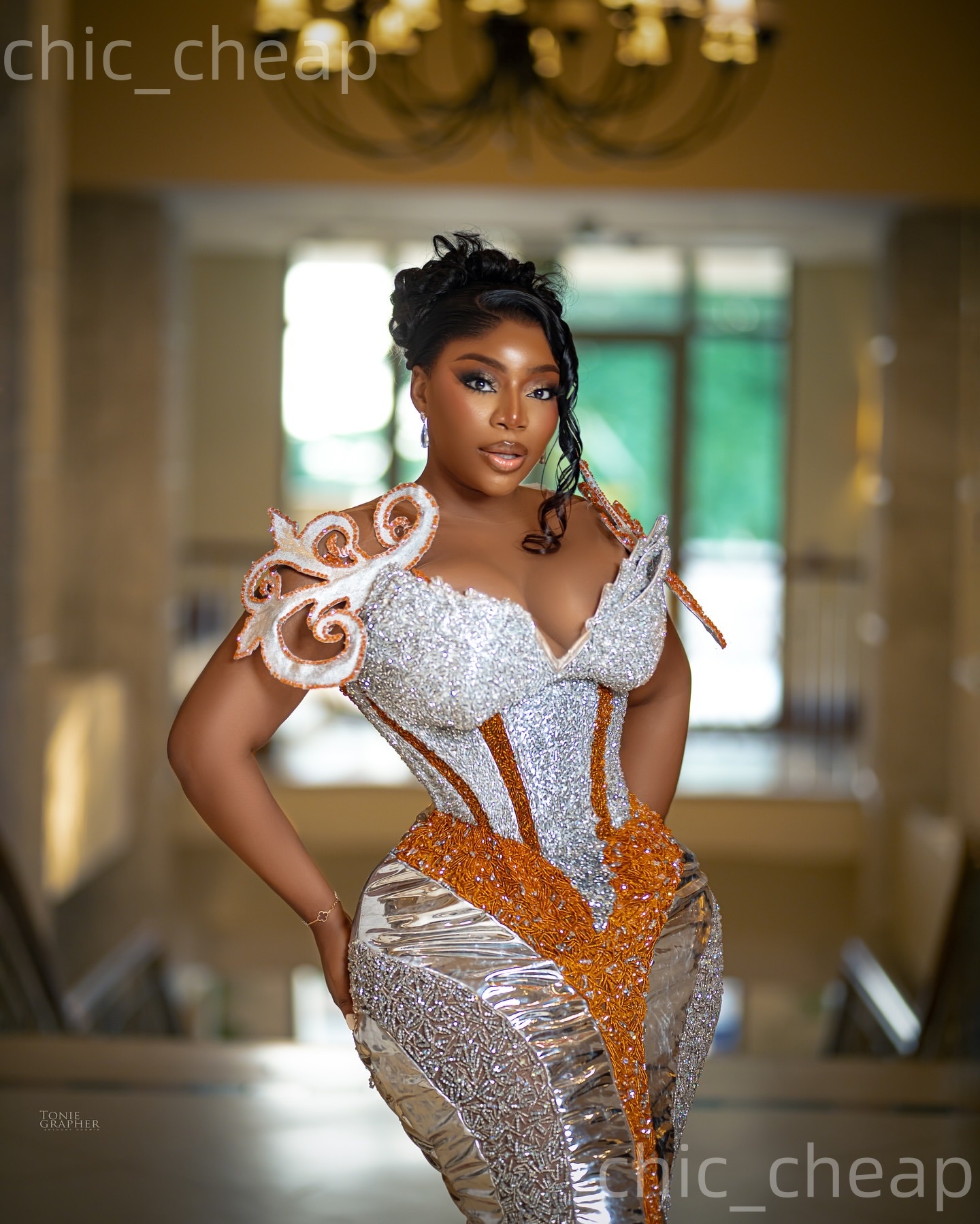 Aso Ebi Silver Mermaid Prom Dresses 2026 Beaded Sheer Neck Stylish Evening Formal Party Second Birthday Engagement Gowns Plus Size Dress For Special O