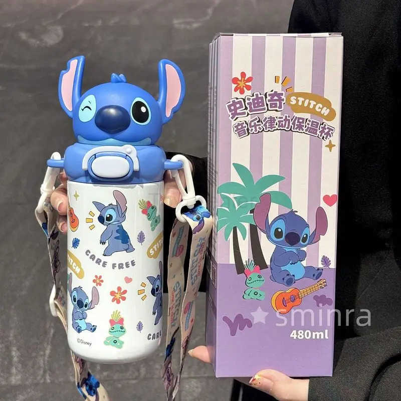 Disney Stitch Cartoon Large Capacity Thermos Cup 316 Stainless Straw Cup Steel Coffee Water Cooler Cup Girlfriend Gift H251203