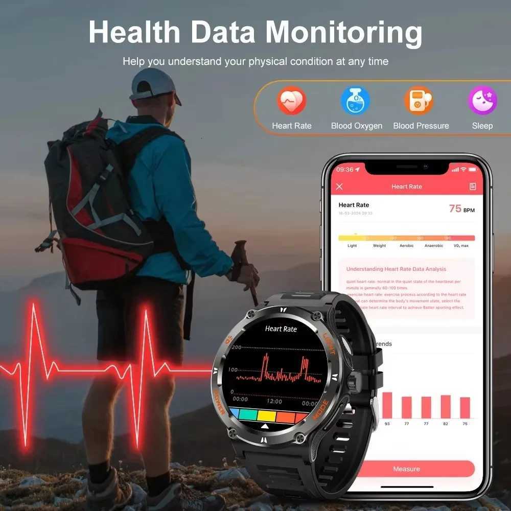 2025 NewOutdoor Sport Smart Watch Men GPS Fitness Cpass LED Flashlight 3ATM Waterproof BT53 Call Smartwatch For IOS Android C251203