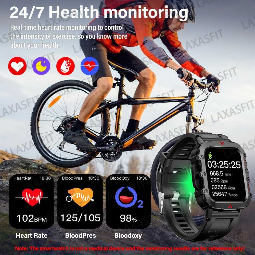 LAXASFIT 2025 New Smart Watch Mens Outdoor Watch Vo Assistant Call with LED Flashlight Smart Watch C251203