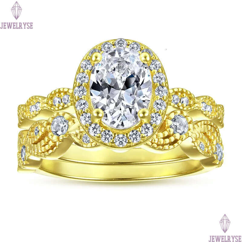 1.5ct diamond 2pc/set stacking ring designer for woman wed luxury 925 sterling silver 5A zirconia engagement wedding rose gold rings jewelry women gif