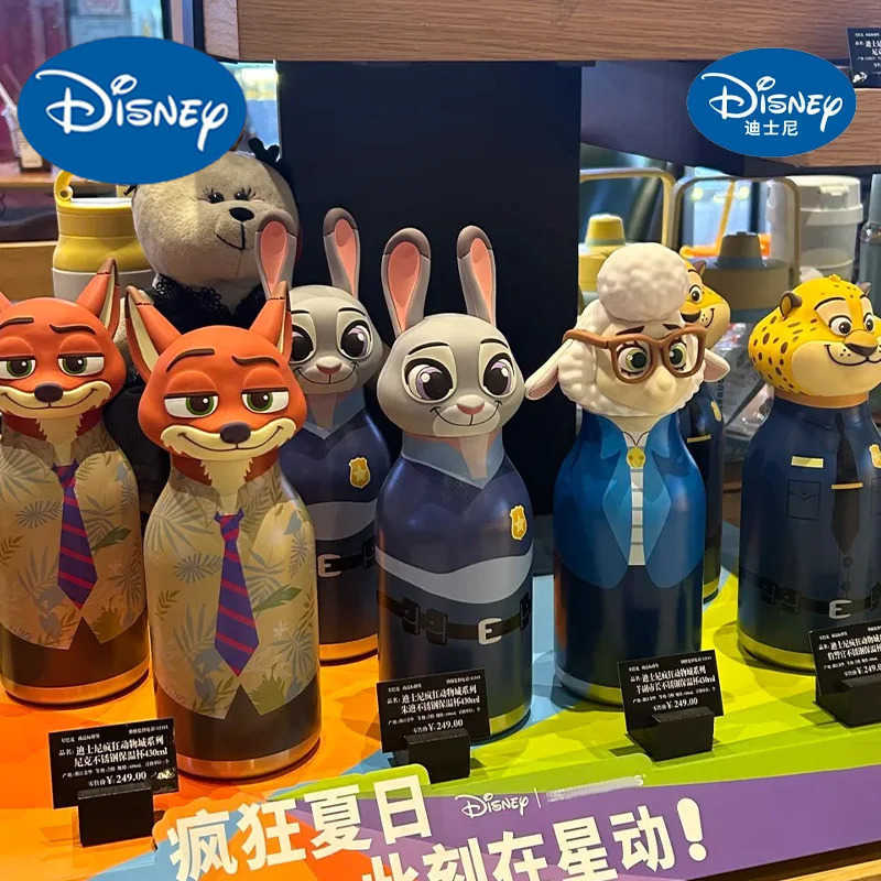 Disney 2025 Officially Zootopia Vacuum Mug Nick Wilde Judy Hopps Stainless Steel Sports Kettle Panther Officer Aquarius 430ml Gifts H251203
