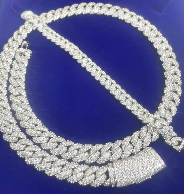 13mm Wide White/yellow/rose Gold Plated S925 Silver Gold Plated Vvs Moissanite Diamond Cuban Link Chain for Mens Hip Hop