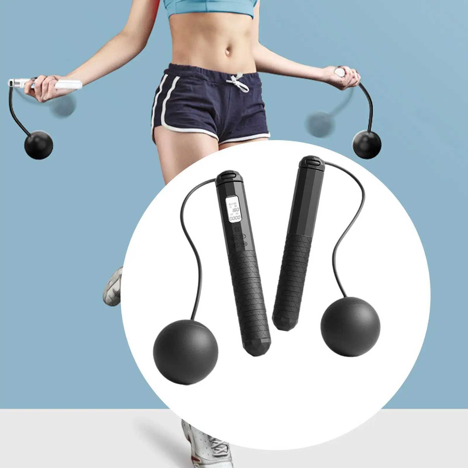 Cordless Skipping Rope Fitness Specific Intelligent Timing and Counting Weight-bearing Ball Professional Night Vision Screen M260319