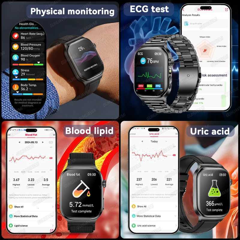 2025 New Five organ examination Health Care Smart Watch Men ECGPPG Uric Acid Blood Fat Call Sports tracker Smartwatch C251203