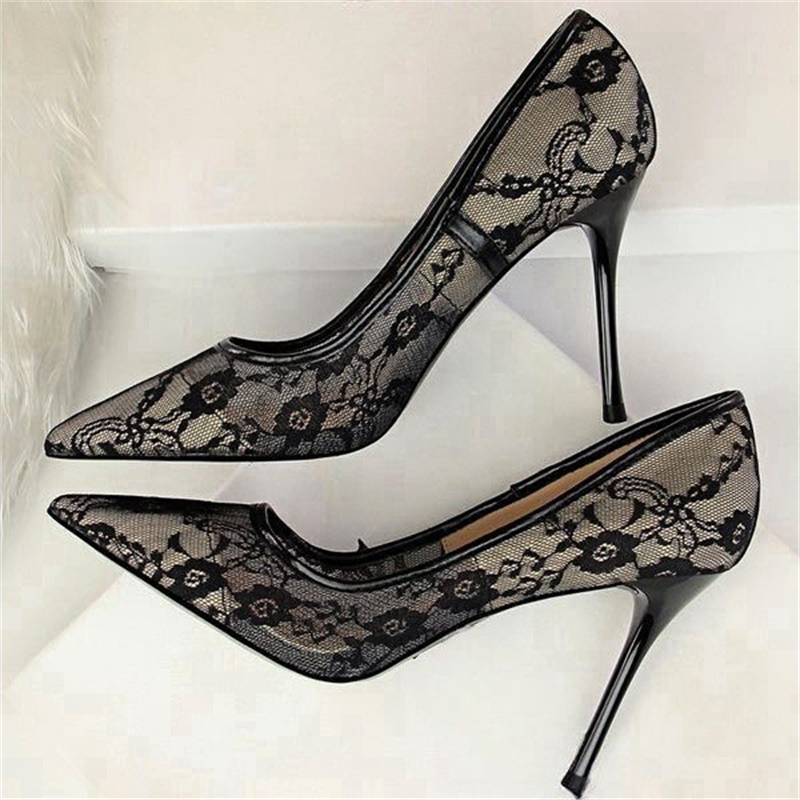 Free shipping Designer Dress Shoes High heeled shoes for women in 2025 new black lace slim heel pointed high heels
