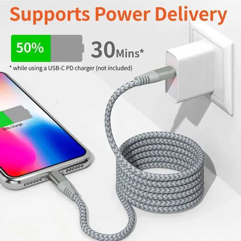 1PC 2PCS MFi Certified Fast Cable durable Nylon Braided Cord USB C to Lightning Cable Fast Charging Data for iPhone 14 13 12 11 C251203