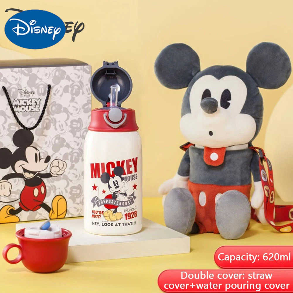 Disney Stainless Steel Material Straw Thermos Cup Cartoon Strawberry Bear Water Bottle Exquisite Gift Box With Cup Cover 620ML H251203