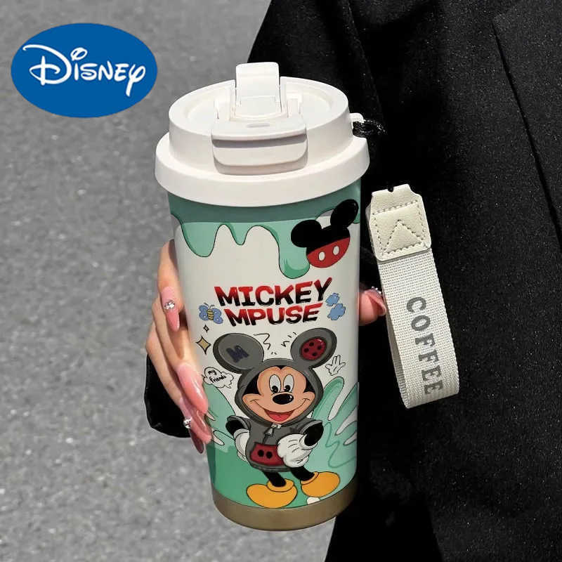 Disney Minnie Mickey 316 stainless steel thermos cup with straw large capacity portable high-looking double drink coffee cup H251203