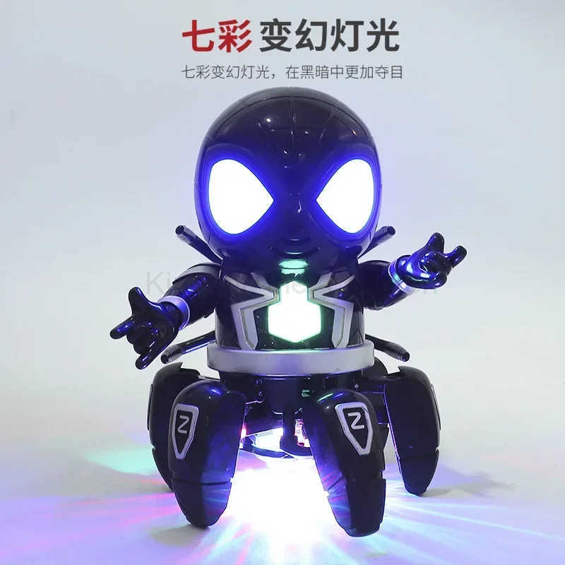 Disney Marvel The Amazing Spider Man Dancing Robot Musical Light Electric Toy Doll Spiderman Action Figure Children Funny Birthday Gift H251203
