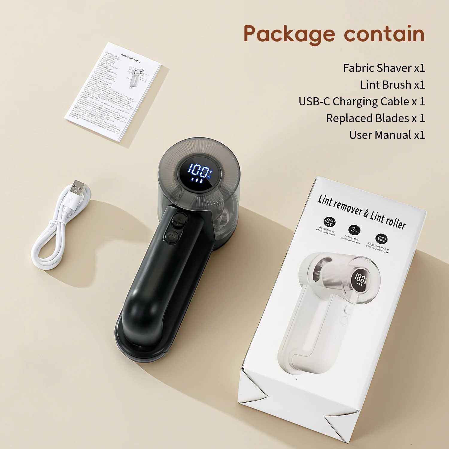Rechargeable portable electric hairball trimmer electric fabric hair removal device with digital display and 3-speed adjustmen M251203 - view 5