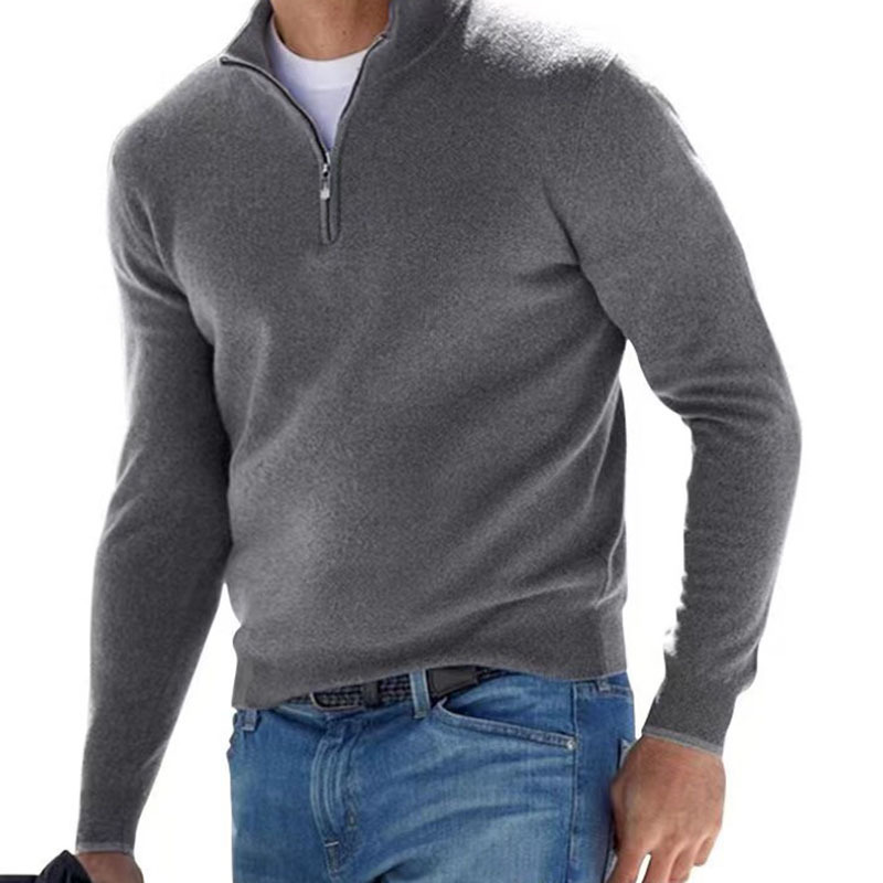 Men's Autumn Winter Half-Zip Blend Long Sleeve Pullover Jacket Polo Style Casual Top Soft Fabric Easy Half-Zip Fastening Daily Casual Wear