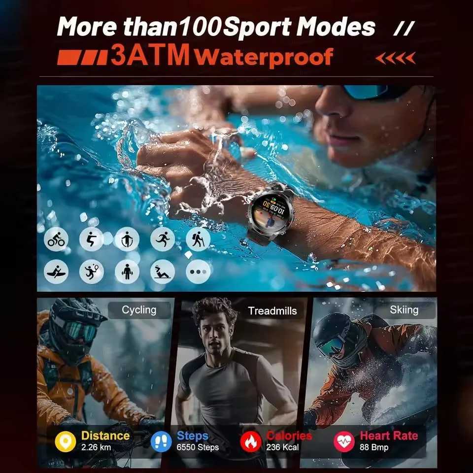 2025 New Military Call Smart Watch Built-in GPS Cpass Baretric Altimeter 10ATM Waterproof Sports Smartwatches Men C251203