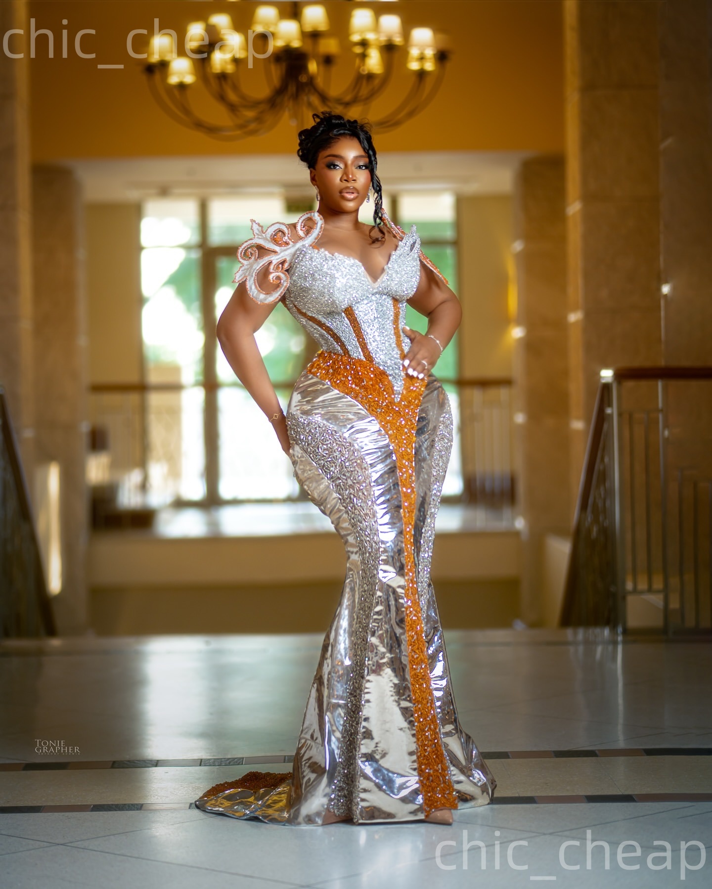 Aso Ebi Silver Mermaid Prom Dresses 2026 Beaded Sheer Neck Stylish Evening Formal Party Second Birthday Engagement Gowns Plus Size Dress For Special O