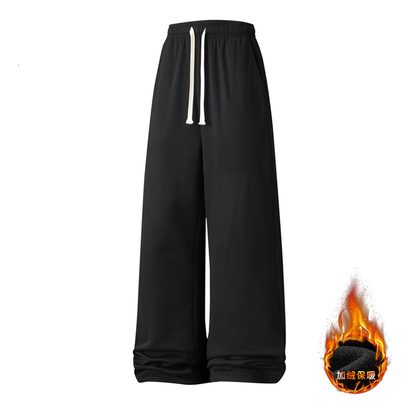 Mens casual solid-color stretch-drawstring sweatpants loose-fitting jogging pants perfect for all seasons fall and winter 251105