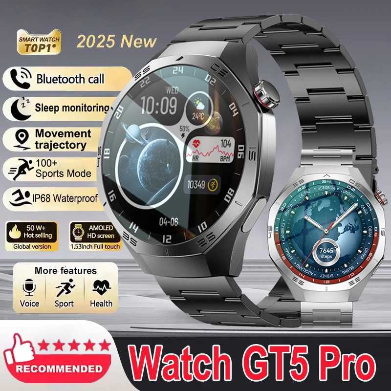 New GT5 Pro Smart Watch Men HD AMOLED Sn GPS Motion Trajectory Rate Call Sports Smart Watch IP68 Waterproof C251203