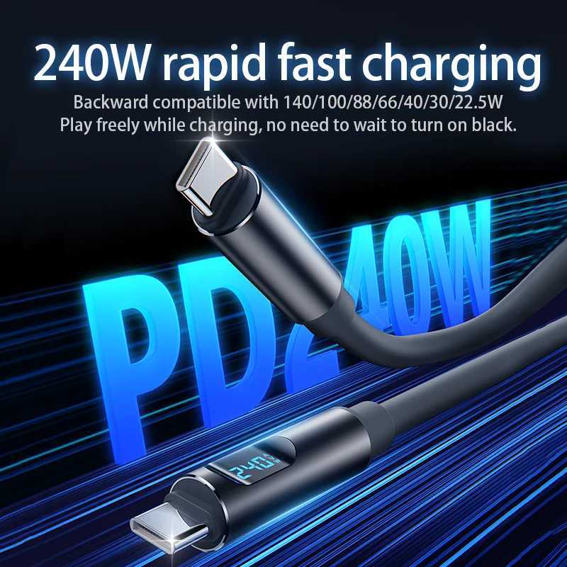 NNBILI 240W Type C to Type C Fast er Charge Digital Display Cable USB C Data Cable For Iphone 15 16 17 C251203