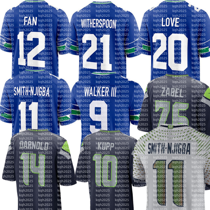 12s Sam Darnold Cooper Kupp Kenneth Walker III Jaxon Smith-Njigba Grey Zabel DeMarcus Lawrence Leonard Williams Drake Thomas Devon Witherspoon Football Jersey