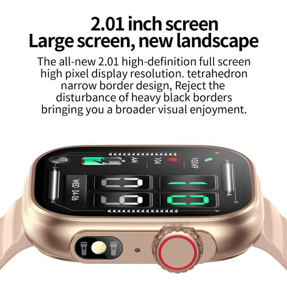 2025 Men e Tooth Call 201 Smart Watch Flashlight Sports Fitness Rate Bracelet Temperature Waterproof Wen Smartwatch C251203