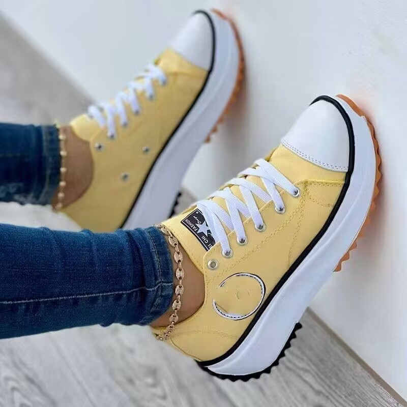 New spring low-top women's shoes thick-soled canvas shoes for women canvas in stock platform sole plus-size women's shoes