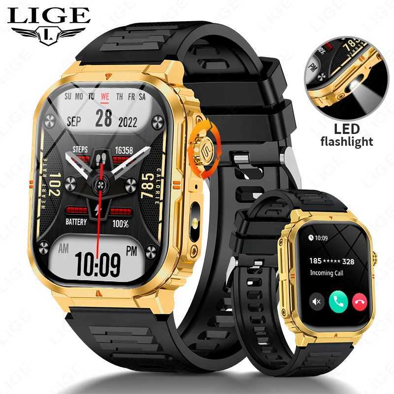 LIGE New Smart Watch Men Flashlight 201 HD Large Sn Call Sport Waterproof Watches Health Monitor Smartwatch 2025 C251203