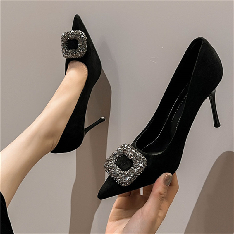Free shipping Designer Dress Shoes 2025 new highheeled shoes with feminine temperament thin heels black pointed black