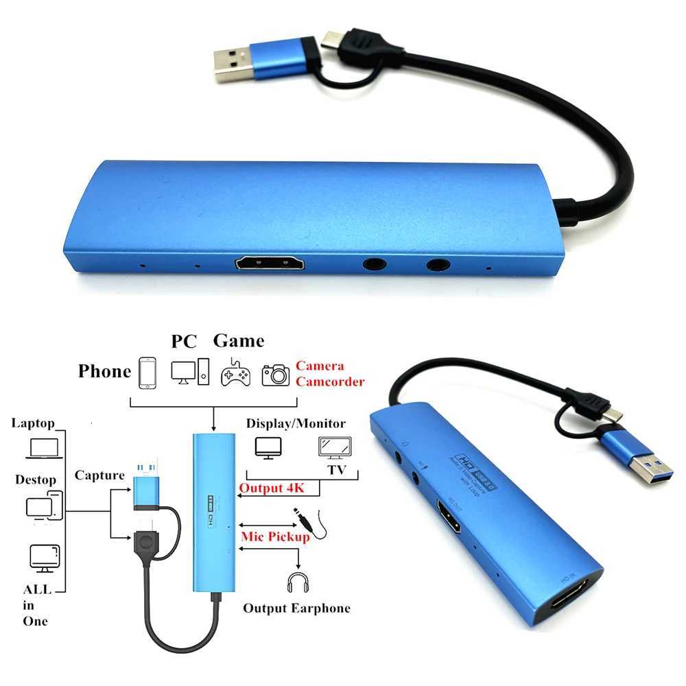 2in1 USB Type-C to Micro / Mini -cpatible Video Capture Card Cable for Fuji Camera PC 4K C251203