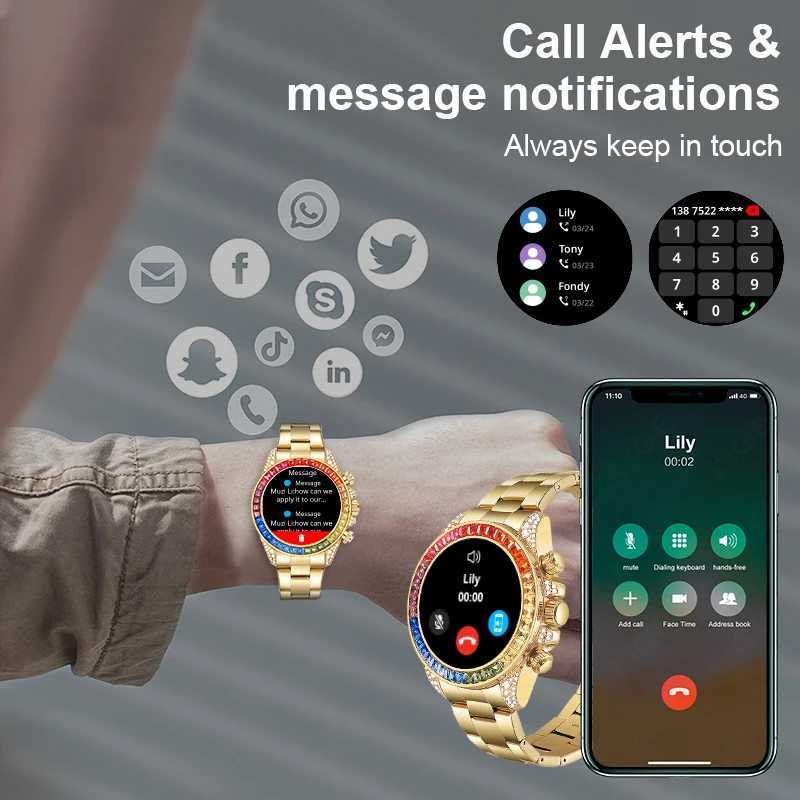 Lige Watches For Men Luxury Stainless Steel Band Watch Diamond-Studded Business Smart Watches Waterproof Analog Quartz WatchBox C251203