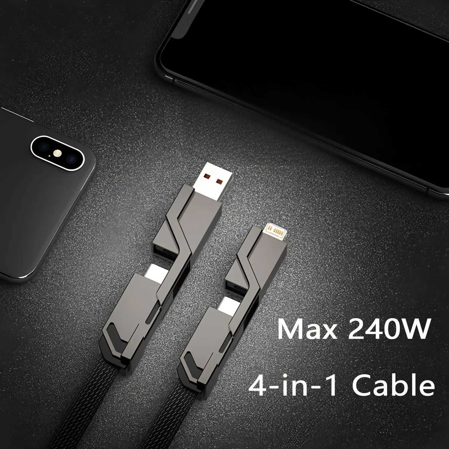 4-in-1 Kirsite Cable 240W er Fast Charging Mtiple Functions for iPhone8-16 Prax iPad Notebook Tablet Mobile Phone C251203