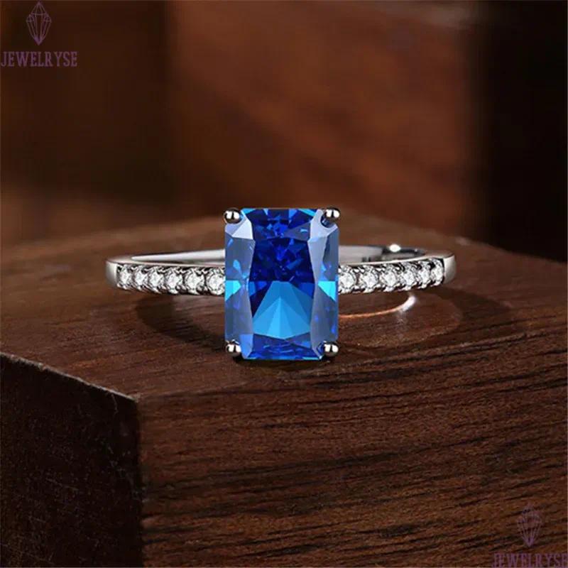 blue diamond sapphire designer ring for woman wed 925 sterling silver 5A zirconia round sqaure heart luxury wedding engagement womens rings jewelry gi
