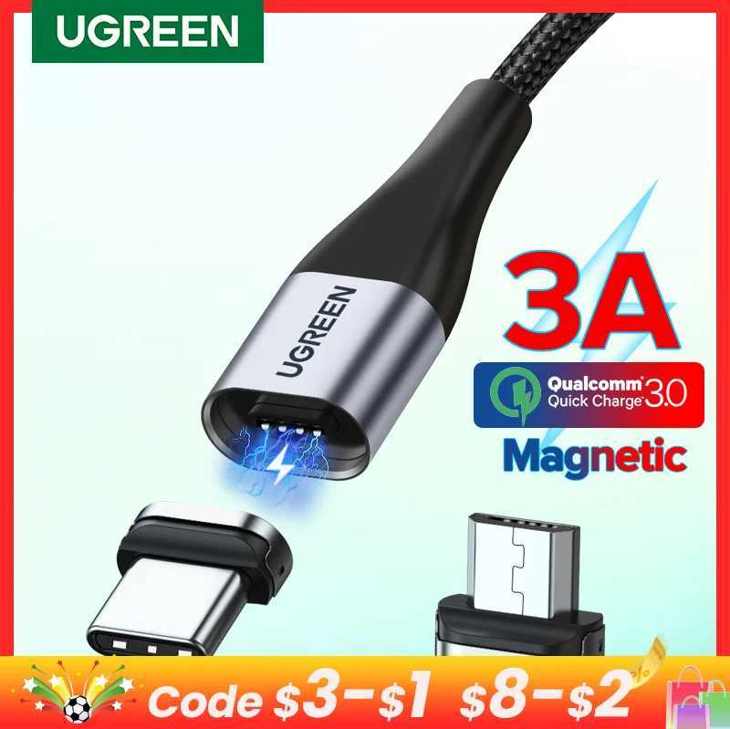UGREEN Magnetic USB Charging Cable Type C Micro USB Phone Cable Magnet Charger Micro USB For 3A Mobile Phone Wire Cord C251203