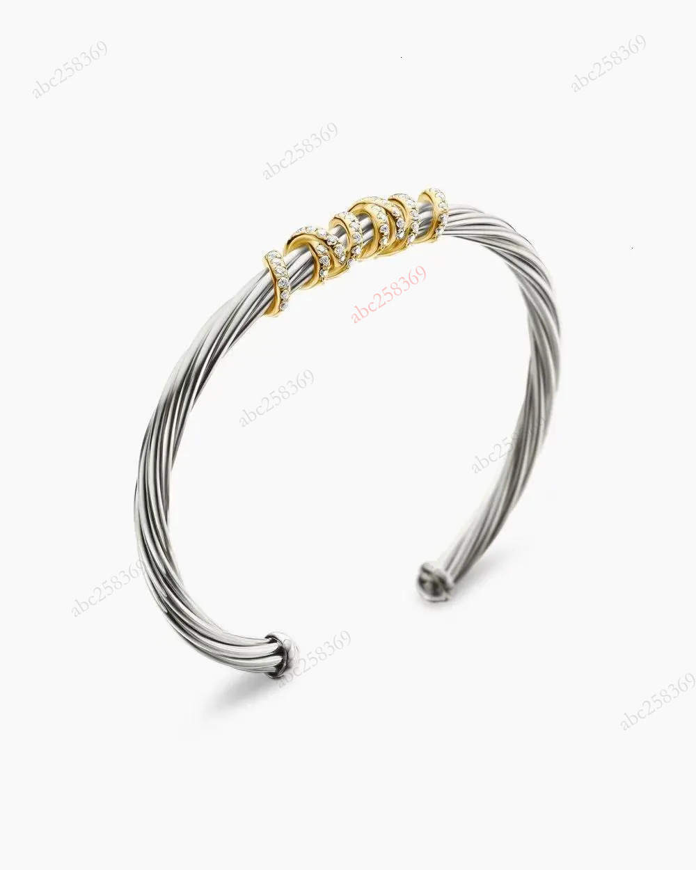 Davidlys Designer Bracelet For Woman Jewelry Yurmann Xx Exquisite Twisted Line 5M Diamond-Studded Bracelet 5A Zircon Couple Cable 528