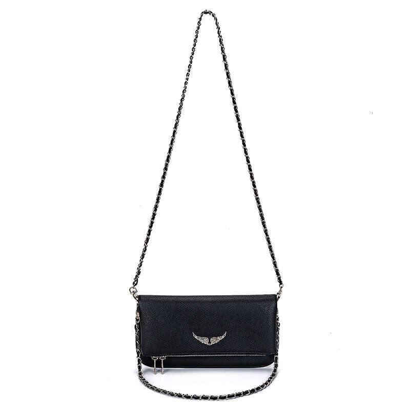 French Classic Genuine Leather Small Square Bag, Fashionable Versatile Winged Underarm Shoulder Crossbody Bag for Foreign Trade in Europe and America
