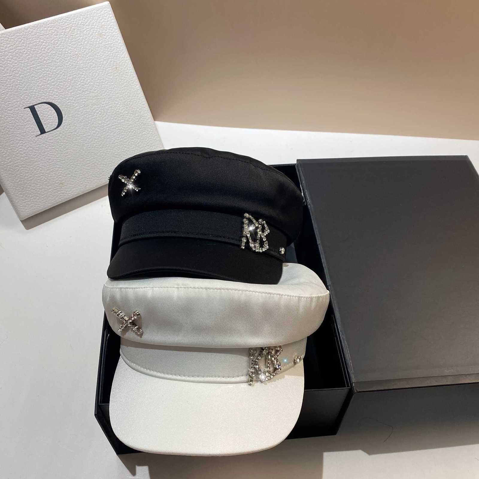 Ball Caps designer Acetate Imitation Silk RB Navy Hat for Women, Autumn Outdoor Versatile Fashion Newsboy Cap Korean Style Simple Duckbill Cap 3IOE