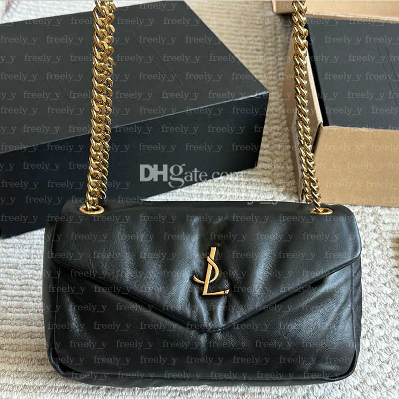 Luxury Designer Women Calypso Small In Plunged Lambskin Chain Purse Tote LOULOU PUFFER Quilted Leather Crossbody Handbag Lady Double Chain Straps Underarm bag