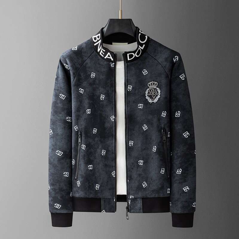 Light Luxury Clothing 2025 Autumn Winter New Letter Burnt Flower Jacket Men's Personalized Embroidery Stand Collar Sweatshirt Men