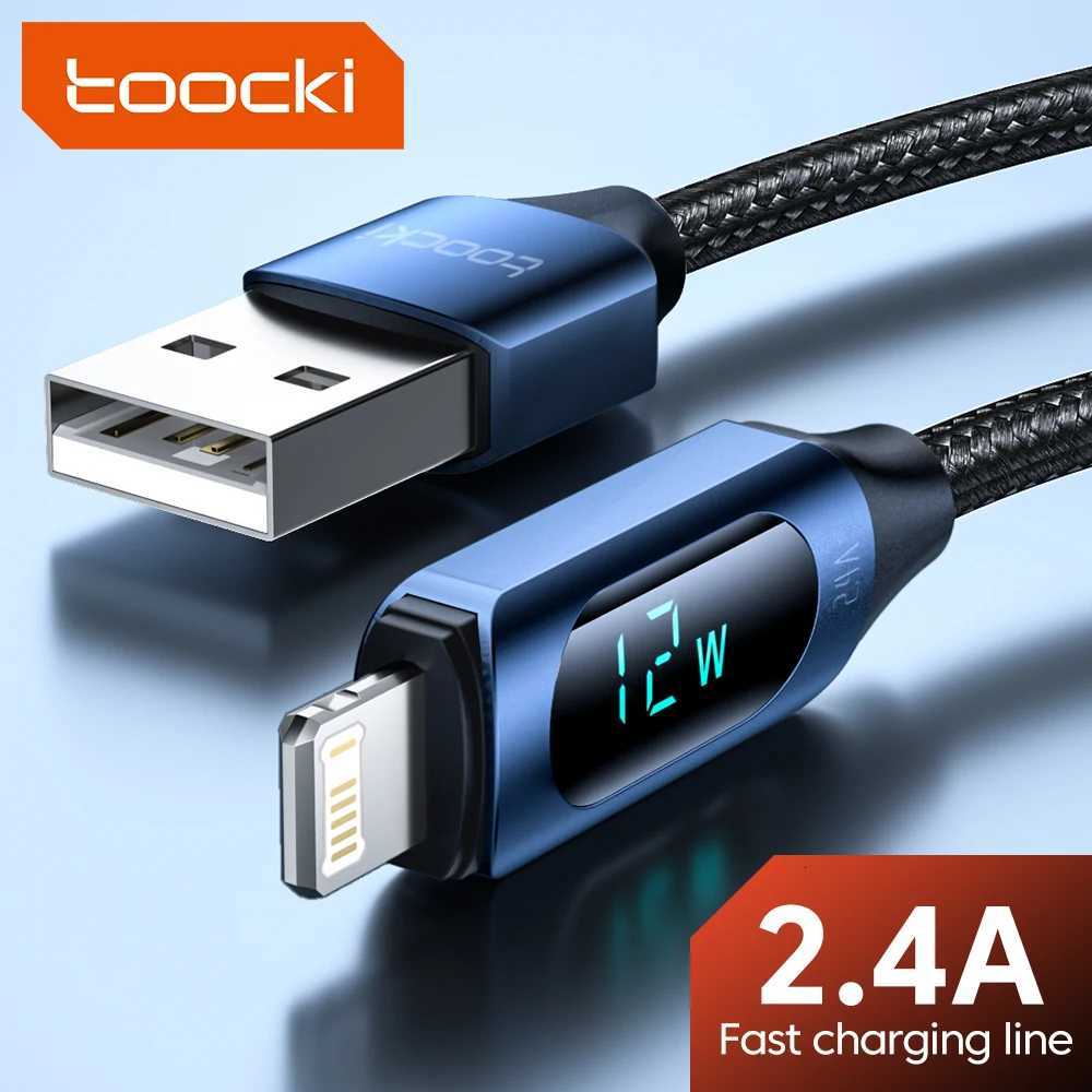 Toocki LED Display USB Cable For iPhone 14 13 12 11 Pro Max Fast Charger Charging Lighting 24A USB Wire Cord X XR 8 7 1m 2m C251203