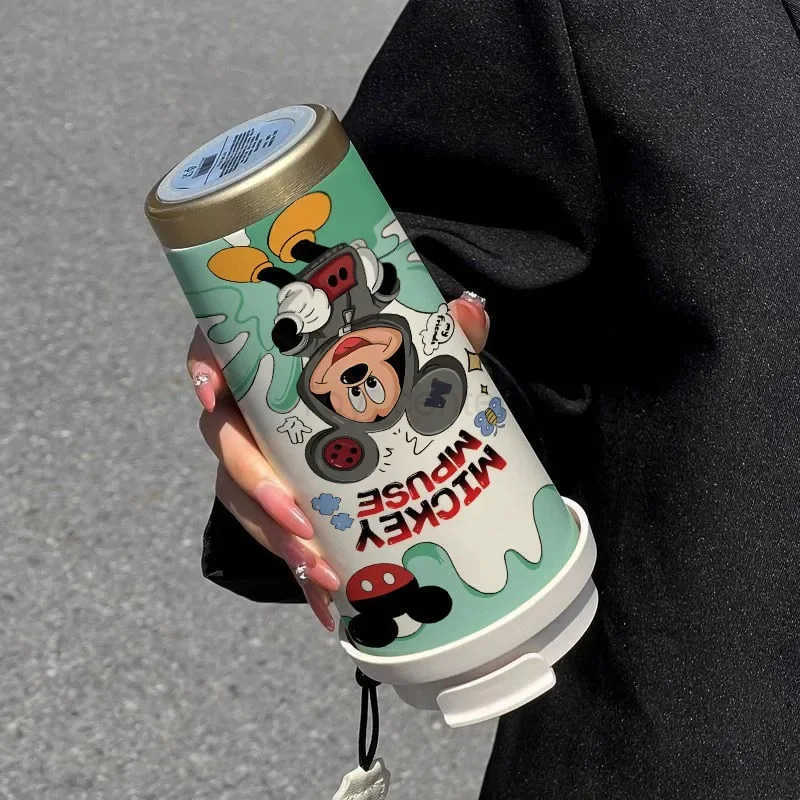 Disney Minnie Mickey 316 stainless steel thermos cup with straw large capacity portable high-looking double drink coffee cup H251203