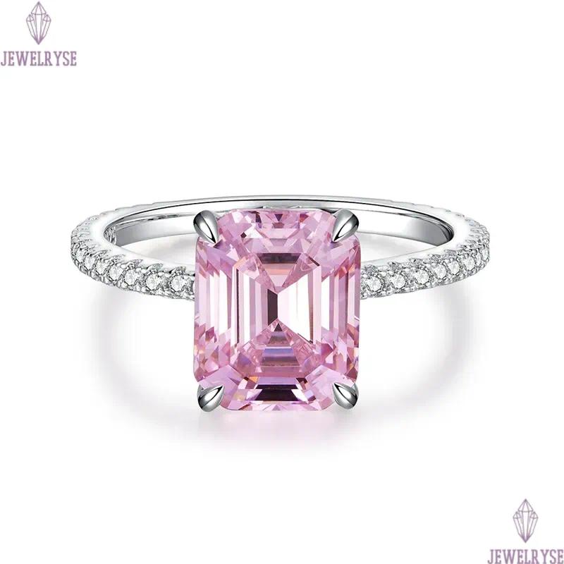 pink diamond designer ring for woman wed 925 sterling silver 5A zirconia round pear love wedding engagement heart band rings womens luxury jewelry siz