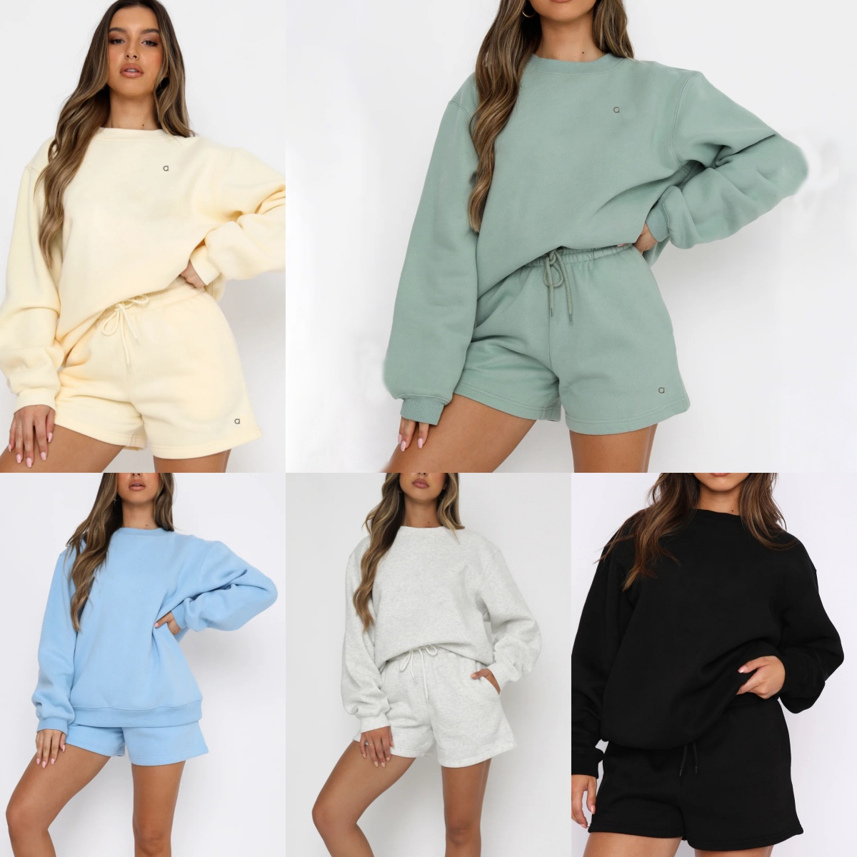 A1645 3D Silver Yoga Pullover Warm Sweatshirts Loose Sweatwear Womens Casual Sweat Tops Sport Shorts Womens Sportswear Comfort Setly