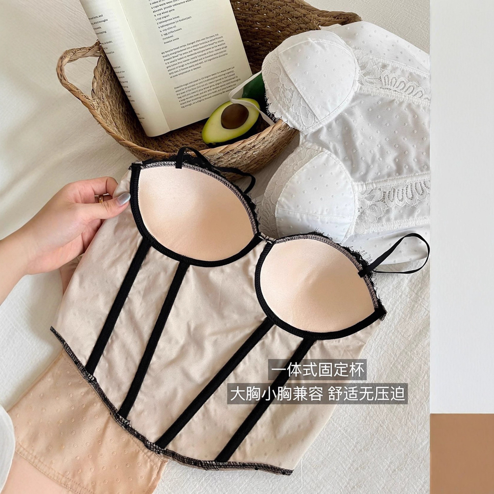 Viifaa Lace Trim White Satin Strapless Sexy Corset Crop Top Women Zipper Back Tight Bustier Clubwear Party Female Slim Tops 220316