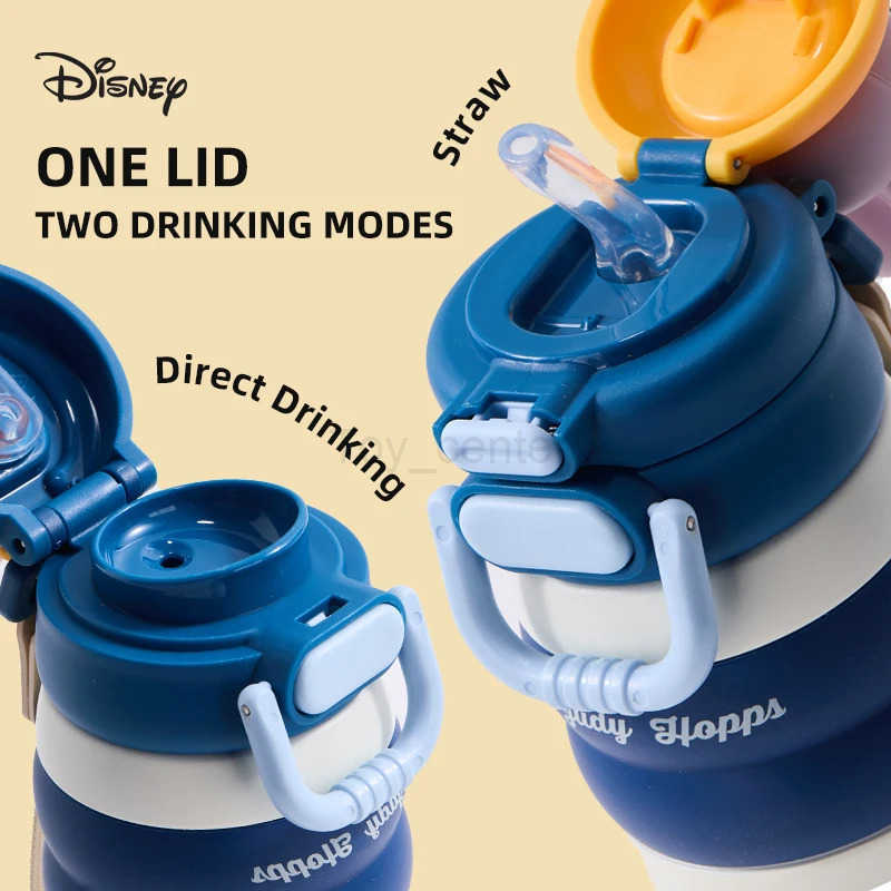 Disney Zootopia Childrens Water Bottle Insulated Cup with Straw Unisex School Use Dual-Drink Cup Large Capacity Thermos Flask H251203