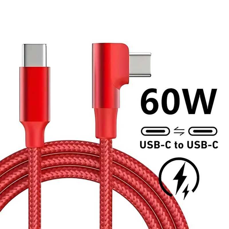 90 Degree USB C Fast Charge Cable For iPhone 16 15 Pro Max Redmi OnePlus Nylon Braided Type C Cables C251203