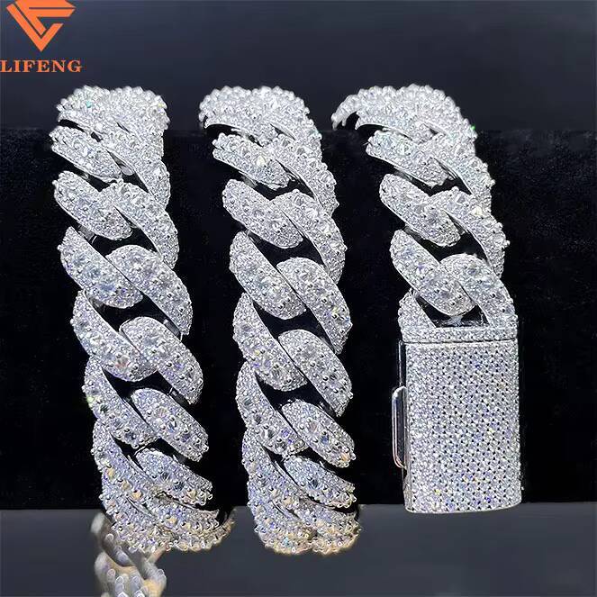 New Design 925 Silver Upside Down Setting 14mm VVS Moissanite Middle Large Stone Chains Fast Shipping with GRA Certificate