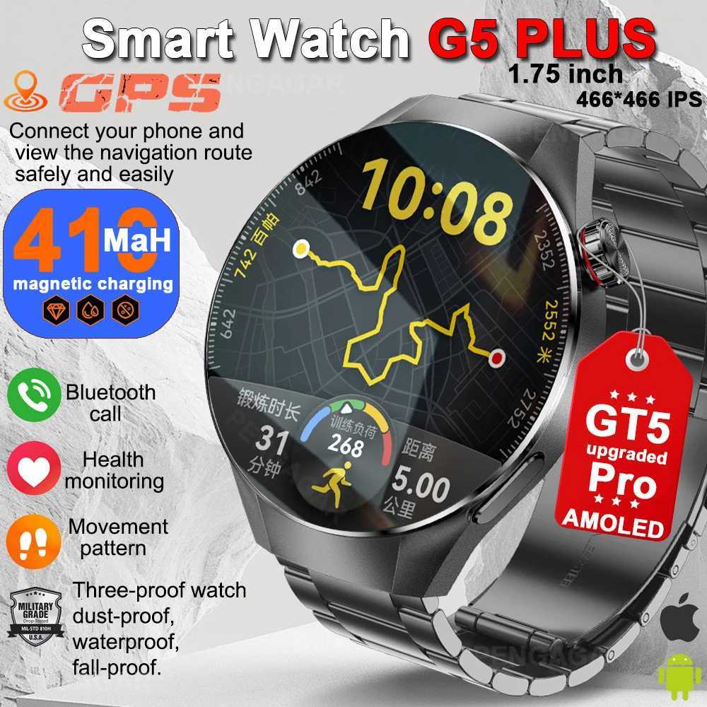 2025New Watch G5 PlUS Smart Watch 175 HD AMOLED Sn GPS track Rate Call Cpass Smartwatch for Men C251203